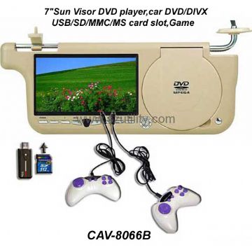 7"Sunvisor Dvd Player,Car Dvd/Divx,Usb/Sd/Mmc/Ms Card Slot,Game,Car Video 